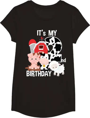 Vista 3 de Camiseta para fiesta de 2 años con texto en inglés "It's My 2nd Birthday", Negro