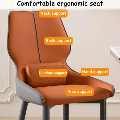 Vista 4 de YVYKFZD Juego de sillas de comedor de cuero, sillas de comedor con patas de metal, sillas de cocina tapizadas, silla minimalista sin brazos