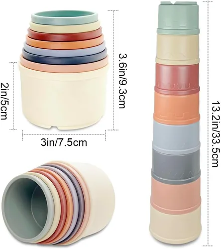 Vista 4 de Qoaimu 8 piezas de juguetes de conejito apilables para conejos y animales pequeños, coloridos vasos de anidación reutilizables de diferentes