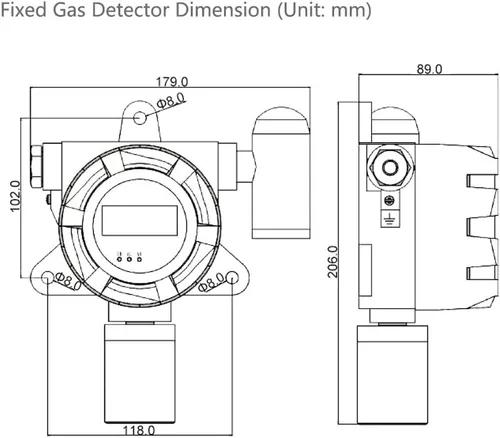 Vista 5 de Detector de gas combustible fijo ATO, 0 a 100% LEL 4-20mA Monitor de fuga de gas inflamable Medidor de visualización en tiempo real de alta precisión
