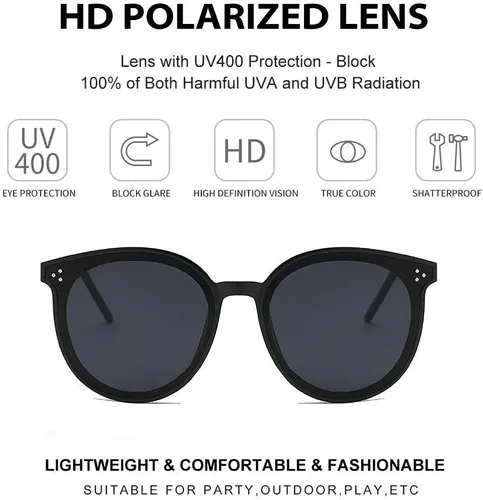 Vista 4 de Dollger Gafas de sol redondas polarizadas con diseño de ojo de gato para mujeres y hombres