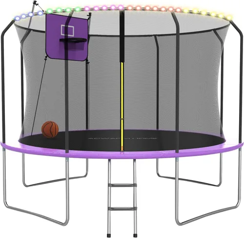 Vista 11 de Outdoor Trampoline with Net for Kids 10FT 12FT 14FT 15FT 16FT Púrpura