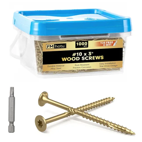 Vista 27 de #10 x 2-1/2" Tornillos para Terraza, 108 Piezas Tornillos para Madera con Cabeza Estrella, Tornillos para Madera Resistentes al Óxido para Negro