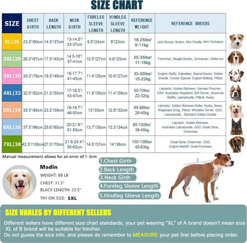 Vista 4 de Traje de recuperación para perros grandes y medianos después de la cirugía, mameluco antilameduras suave y transpirable para perros, alternativa al