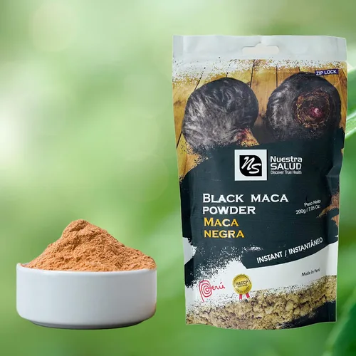 Vista 5 de Paquete de polvo de raíz de maca negra (14.11 oz) Desata el poder de la maca negra peruana gelatinizada Raiz de Maca Negra en Polvo