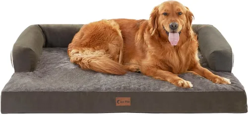 Vista 20 de Cama ortopédica para perros extragrandes, cama de espuma XL con forma de caja de huevos impermeable con lados 45x35 pulgadas, cama de sofá