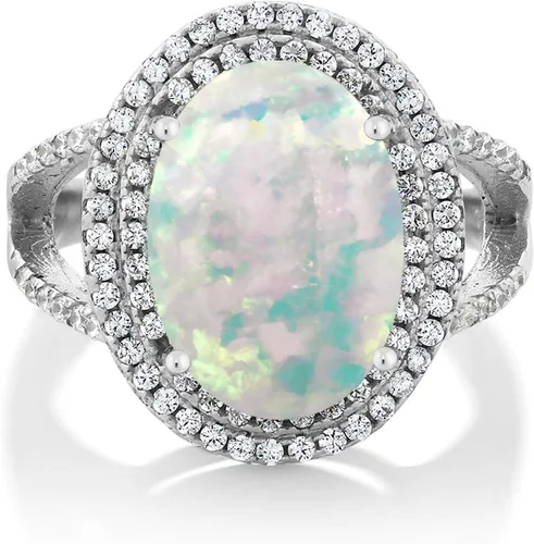 Vista 12 de Gem Stone King Anillo de piedra preciosa y piedra natal de 5-10 quilates para mujer Plata de ley 925 Ovalado 14X10MM Anillo de boda