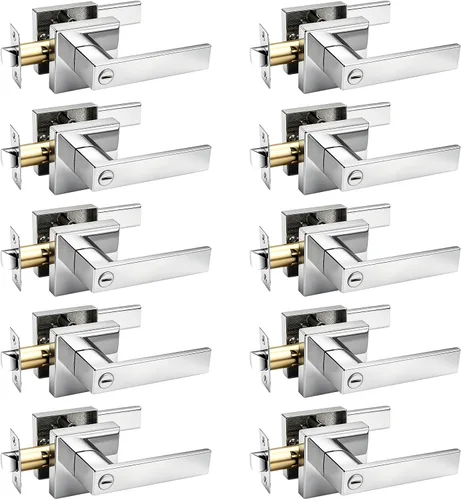 Vista 37 de Gobrico 1 paquete de manijas cuadradas de privacidad para puerta en acabado negro mate, manijas interiores sin llave, reversibles para puertas