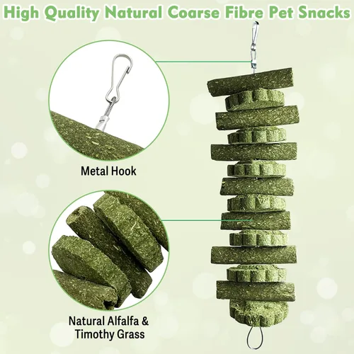 Vista 6 de kathson Juguete masticable de conejito para masticar, juguete para masticar dientes, moler dientes, chinchilla, golosinas Timothy Grass Cake Molar