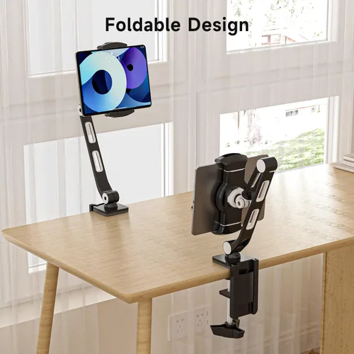 Vista 4 de suptek Soporte de escritorio de aleación de aluminio para teléfono celular, soporte para tableta de 360° y soportes ajustables para iPad, iPhone
