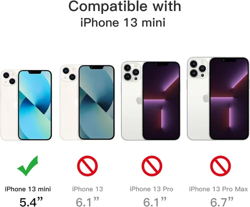 Vista 3 de JETech Funda 5 en 1 para iPhone 13 mini, antiamarilleo, transparente 2 protectores de pantalla de vidrio templado, 2 protectores de lente
