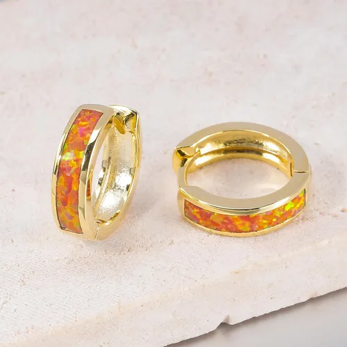 Vista 130 de CiNily Aretes Huggie de ópalo con bisagras, chapados en oro, hipoalergénicos, pequeños aretes de aro para mujeres, adolescentes, niñas, hombres
