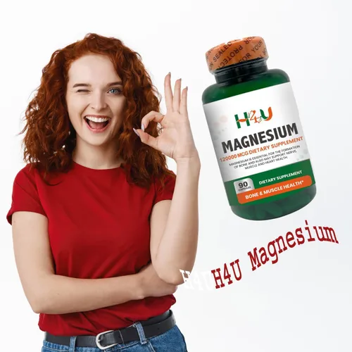 Vista 6 de H4U Cápsula de citrato de magnesio para músculo, nervio, hueso, soporte cardíaco, suplemento dietético, fórmula vegetariana, sin gluten, azúcar