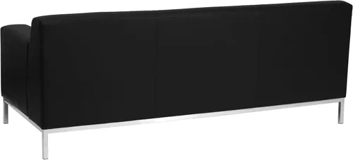 Vista 4 de Flash Furniture HERCULES Definity Series Sofá contemporáneo de LeatherSoft negro con marco de acero inoxidable