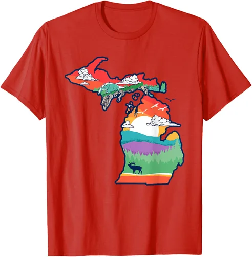 Vista 73 de Michigan Outside - Camiseta con ilustración artística