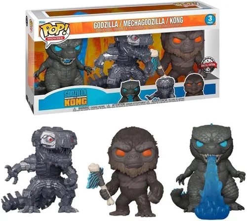 Vista 2 de Godzilla vs Kong Funko POP 3 Pack Mechagodzilla Kong