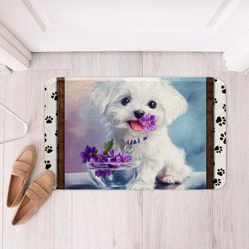Vista 2 de Erosebridal Alfombras Kawaii de animales para niñas y niños, lindas alfombras esponjosas para cachorros, patas de perro, alfombra de entrada