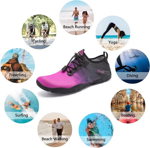 Vista 2 de Racqua Zapatos de agua para hombres y mujeres, secado rápido, colores degradados, descalzos, acuáticos, atléticos, natación, surf, playa, zapatos