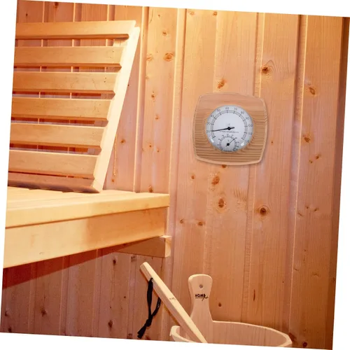 Vista 6 de Healeved Medición confiable de sala de sauna de alta precisión acabado de madera termómetro higrómetro herramienta todo en uno