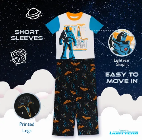 Vista 4 de Disney Boys Pixar Lightyear Toys Story 4 3-Piece Loose-Fit Pajamas Set