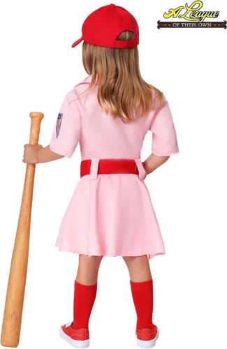 Vista 7 de Una liga de su propio disfraz de béisbol Dottie para niños pequeños, Rosa claro