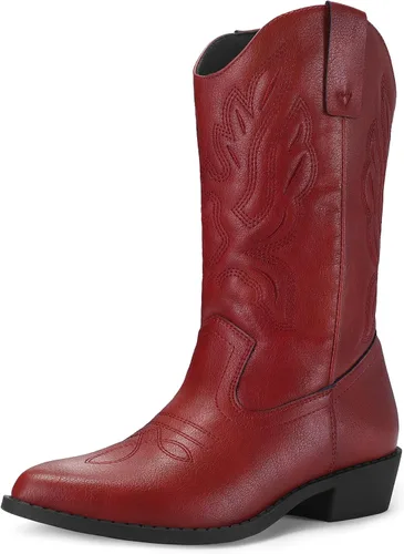 Vista 11 de mysoft Botas vaqueras para mujer, botas vaqueras de tacón grueso a media