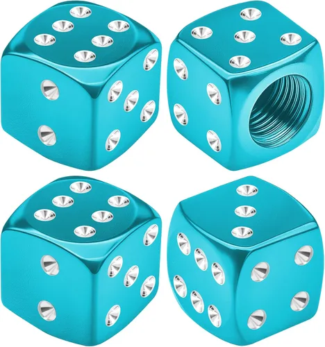 Vista 15 de 4 tapas de vástago de válvula de neumático estilo dado, tapas de neumáticos de automóvil, cubiertas de válvula de rueda de aleación de aluminio