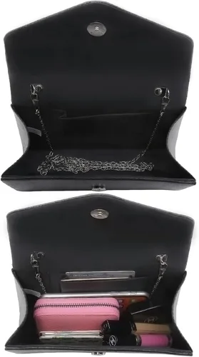 Vista 5 de Dasein Bolso de Noche para Mujer, Bolsos de Embrague para Fiesta, Bolsos de Boda, Bolsos de Cóctel y Baile con Brillo Esmerilado Negro