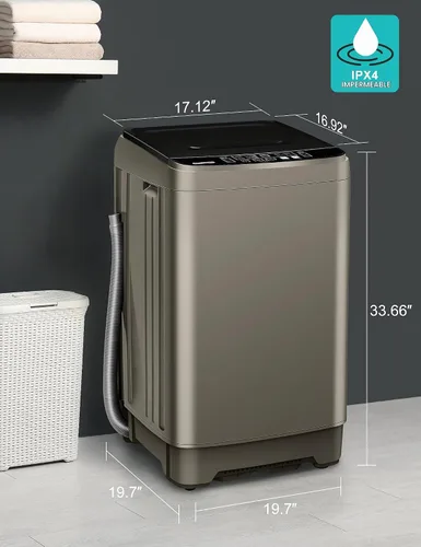 Vista 5 de Lavadora portátil – Lavadora portátil de 2.0 pies cúbicos completamente automática con pantalla LED, lavadora compacta ideal para apartamentos