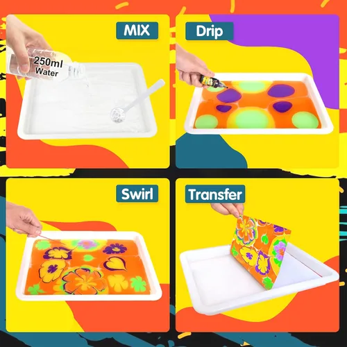 Vista 4 de Pintura de mármol de agua para niños – Artes y manualidades para niñas y niños, kits de manualidades, regalos ideales para niños de 6 a 8 a 12 años