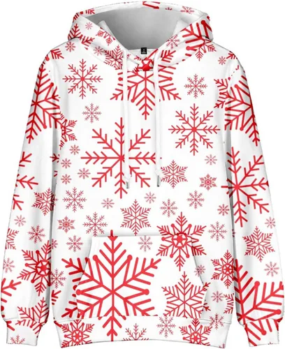 Vista 2 de Christmas Hoodie For Men Big And Tall Cotton Lightweight Graphic Ugly Christmas Sweatshirt Casual Warm Pullover