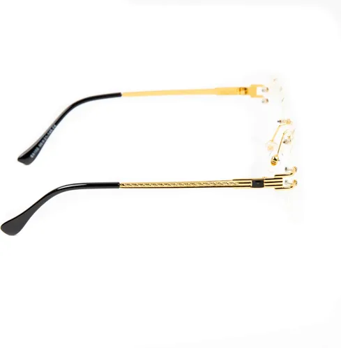 Vista 5 de Gafas de hip hop ovaladas con marco dorado retro sin montura para hombre