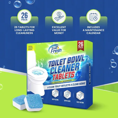 Vista 13 de True Fresh - Tabletas limpiadoras para inodoro, paquete de 26, seguras para sépticas, aroma oceánico