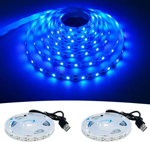 Vista 14 de Tira de luz LED roja USB 620-625nm 5V alimentada por USB, 13.12 pies/4M, 240 LED, flexible, SMD2835, de alto brillo, sin impermeabilidad, IP20