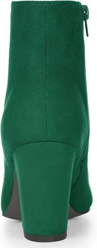 Vista 3 de Allegra K Botines de tacón grueso con punta redonda para mujer