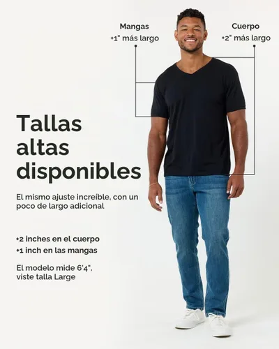 Vista 6 de Camiseta de manga corta con cuello en V para hombre, de algodón suave Sin marca - Blanco