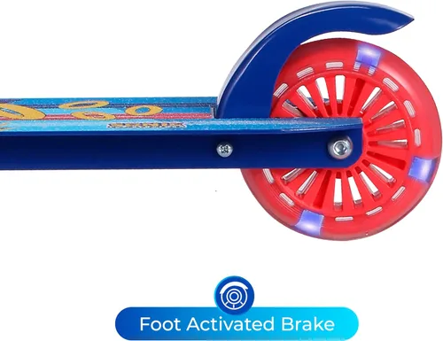 Vista 6 de Monopatín de 2 ruedas con ruedas que se iluminan – Plegable, plataforma antideslizante, cómodo y suave para andar Sonic el erizo