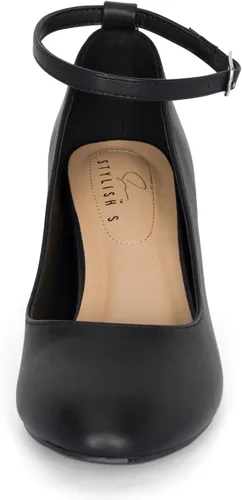 Vista 4 de Hype Zapatos de tacón de bloque con correa de tobillo ajustable y puntera redonda cerrada para mujer