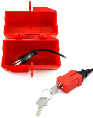 Vista 4 de QWORK Dispositivo de bloqueo de enchufe de cable eléctrico y dispositivo de bloqueo de enchufe para bloqueo de etiqueta, paquete de 2 bloqueos