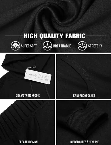 Vista 4 de COOFANDY Sudadera con capucha de entrenamiento para hombre, ligera, atlética, moderna, con bolsillo