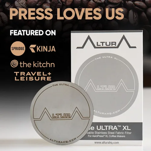 Vista 3 de El ULTRA XL: Filtro de metal reutilizable para cafetera AeroPress. También se adapta a la prensa de café AeroPress Go. No más filtro de papel XL