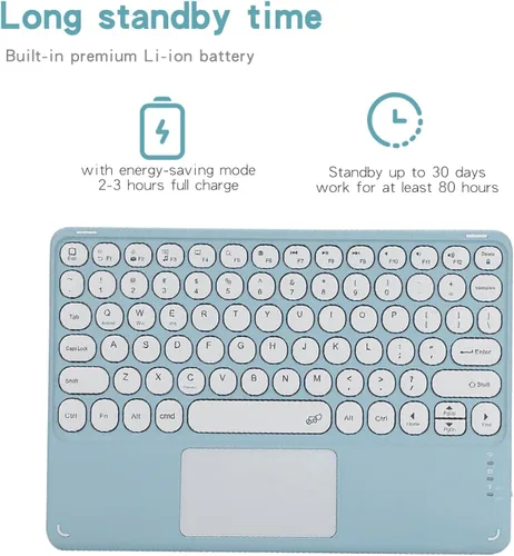 Vista 6 de Funda de teclado para Samsung Galaxy Tab A8 de 10.5 pulgadas, modelo SM-X200 X205 X207, teclado Bluetooth recargable con panel táctil, soporte