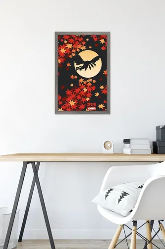 Vista 6 de Trends International Godzilla - Póster de pared de silueta, 22.4 pulgadas de largo x 14.7 pulgadas, versión enmarcada en madera de granero Versión