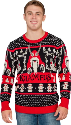 Vista 2 de Ripple Junction suéter tejido estilo Krampus de Navidad feo