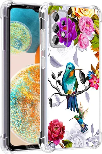 Vista 34 de Funda para Galaxy A23 5G, diseño de flores de mariposa azul, protección contra caídas, a prueba de golpes, carcasa protectora de cuerpo completo