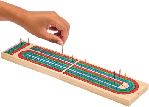 Vista 6 de Regal Games Juego de mesa Cribbage con almacenamiento, divertido juego de mesa con tablero de madera para adultos y niños, 9 clavijas de metal