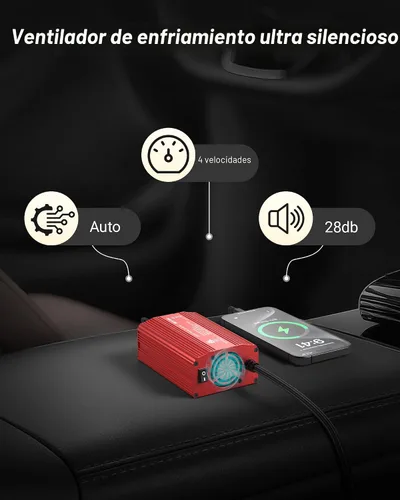 Vista 5 de Inversor de corriente Bestek 300 W CC 12 V a 110 V CA con adaptador de auto con puerto USB doble 4.2 A