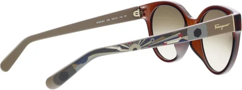 Vista 5 de Salvatore Ferragamo SF933SA 208 - Gafas de sol redondas de color marrón oscuro para mujer