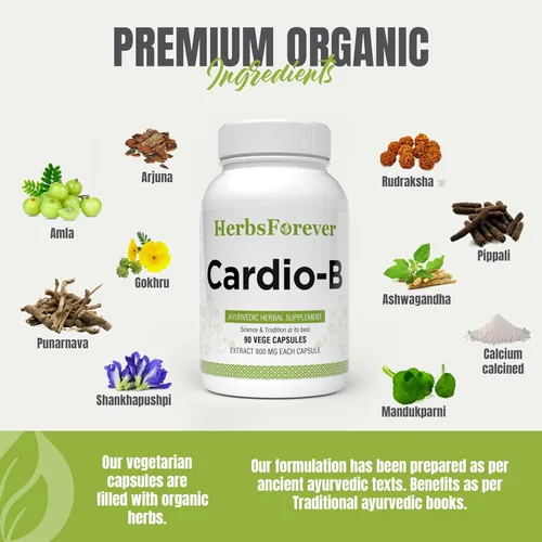 Vista 6 de Herbsforever Suplemento herbario ayurvédico Cardio-B 90 cápsulas vegetales 800 mg cada una