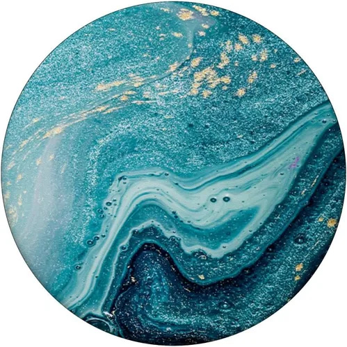 Vista 3 de PopSockets PopSockets de mármol turquesa con acento de color dorado PopGrip: agarre intercambiable para teléfonos y tabletas